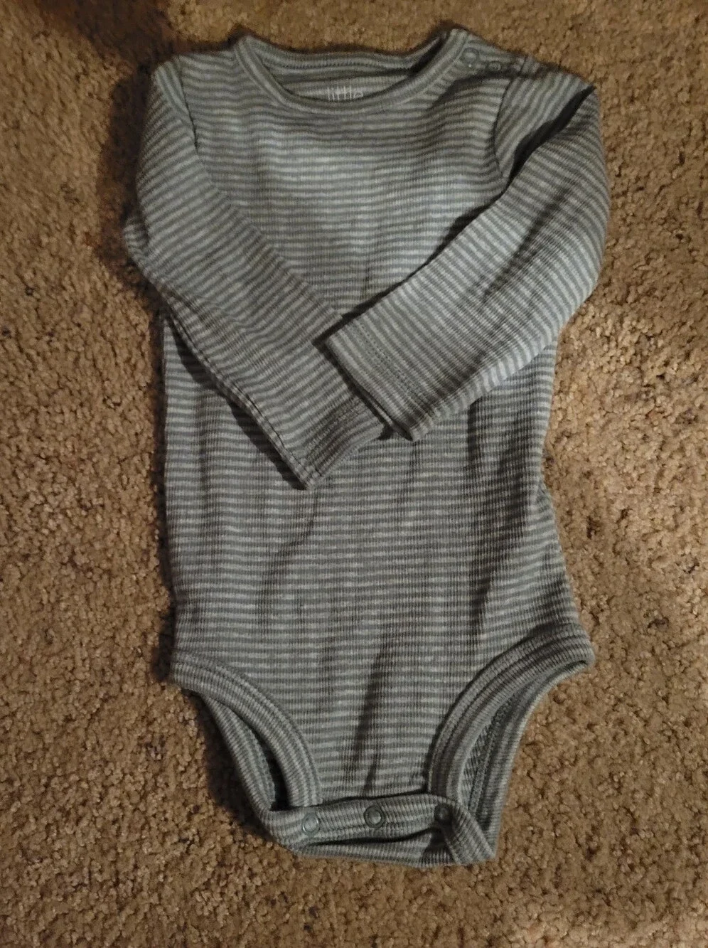 Carter's Long-Sleeve Gray Striped Baby Bodysuit